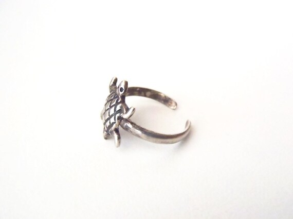 Sterling Silver Turtle Ring Adjustable Open Shank… - image 9