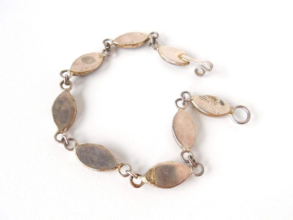 Vintage Abalone & Silver Color Alpaca Link Bracel… - image 6
