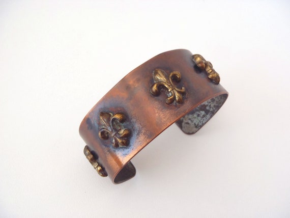 Copper & Brass Cuff Bracelet Vintage Handmade by … - image 8
