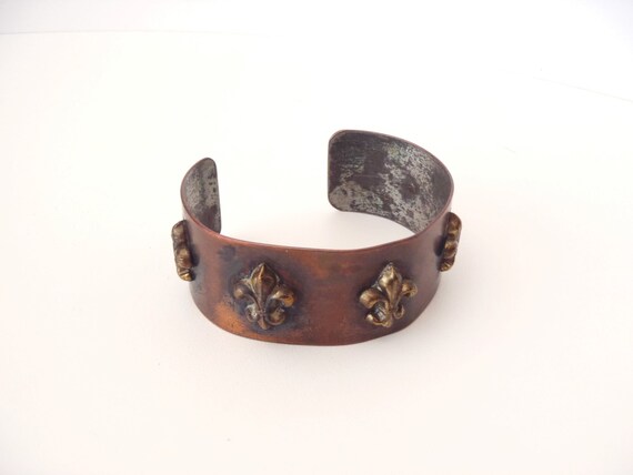 Copper & Brass Cuff Bracelet Vintage Handmade by … - image 5