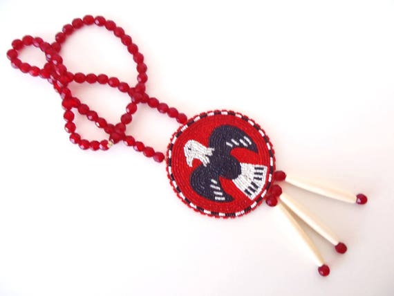 Native American Beaded Rosette Eagle Vintage Coll… - image 8