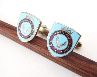 Vintage British Air Training Corps Cuff Links: Enamel Crest, Signed Windsor