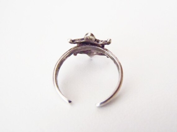 Sterling Silver Turtle Ring Adjustable Open Shank… - image 2