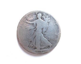 1918-D Walking Liberty Silver Half Dollar-Lady Liberty on Obverse & Eagle on Reverse Genuine USA Currency Coin – Good Condition Collectible