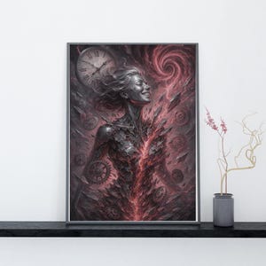 Fantasy Wall Art | "Heart of Time & Chaos" | AI Wall Art | Instant Download | High Resolution (300 DPI / 8K)