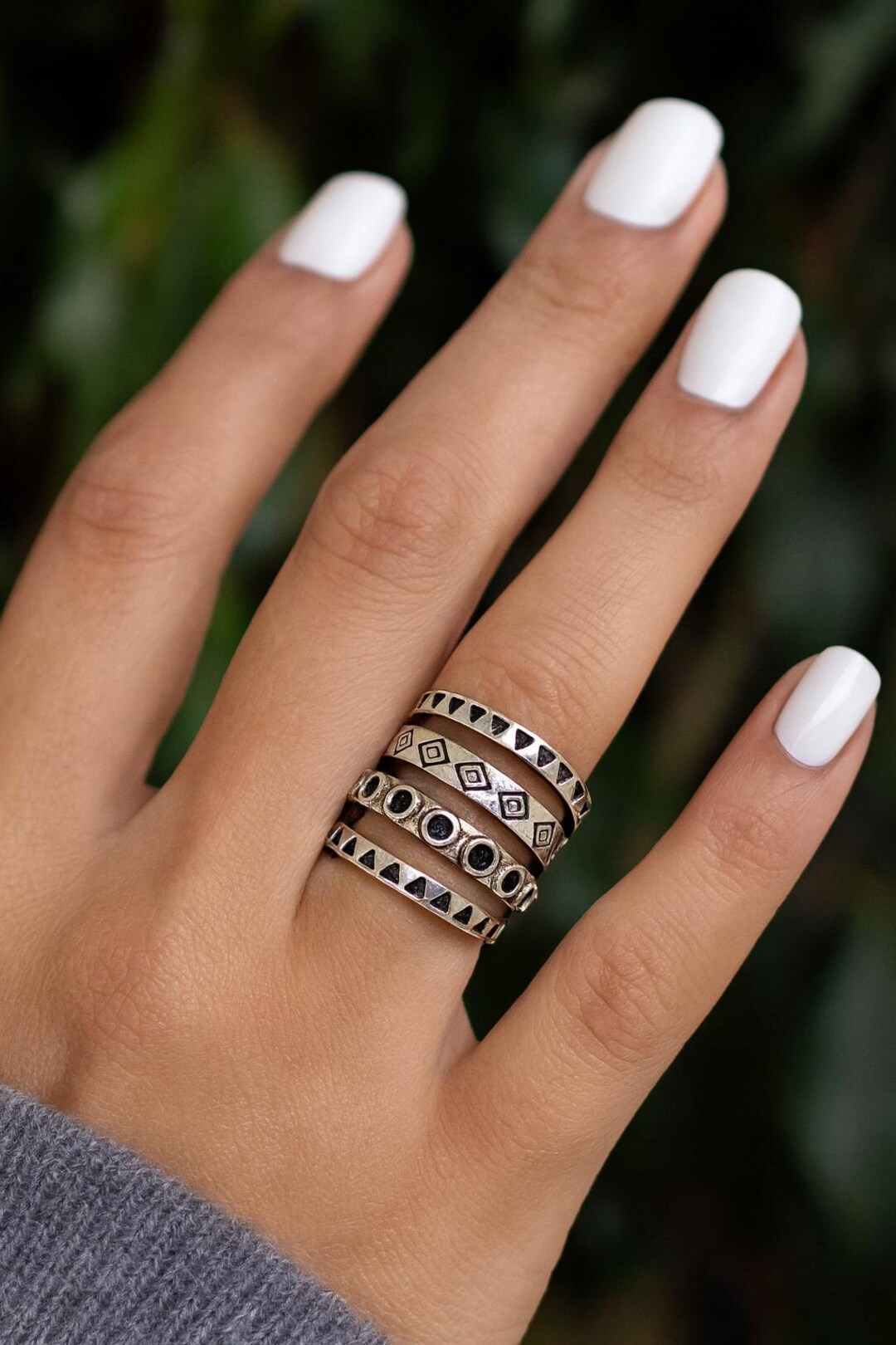 Boho Tribal Silver Wide Band Statement Ring - Etsy