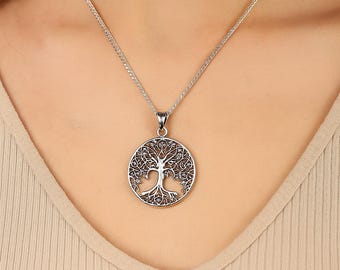 Collar con colgante del árbol de la vida en plata de ley