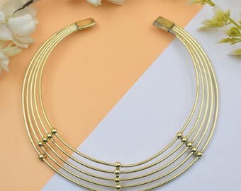 Gold Multiple Wire Brass ,Flexible Tribal Brass Choker, Ethnic Brass Necklace, Brass Cuff Necklace, Brass Collar Necklace