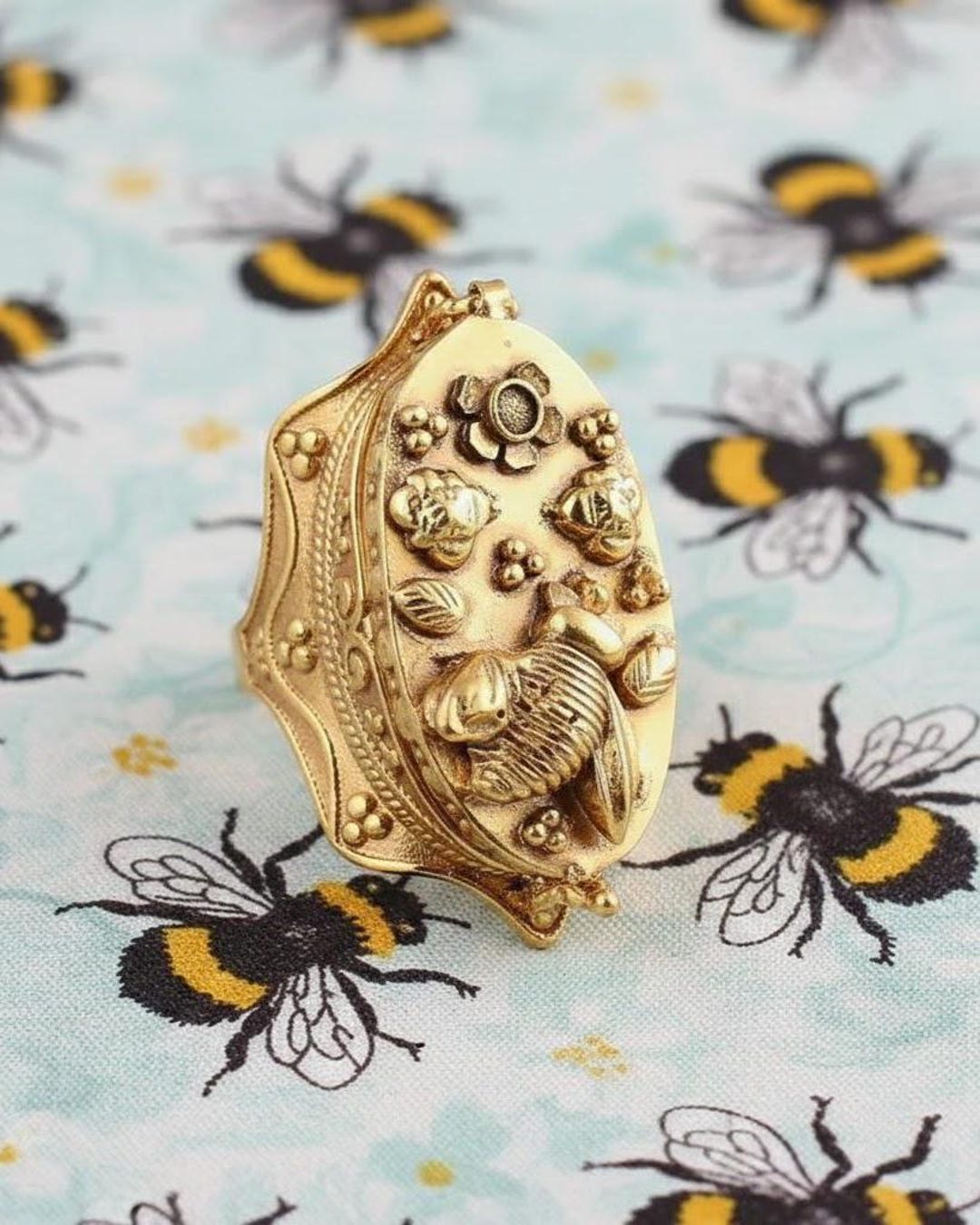 Gold Beetle Statement Ring, Insect Gold Ring, Vintage Bug Ring ...