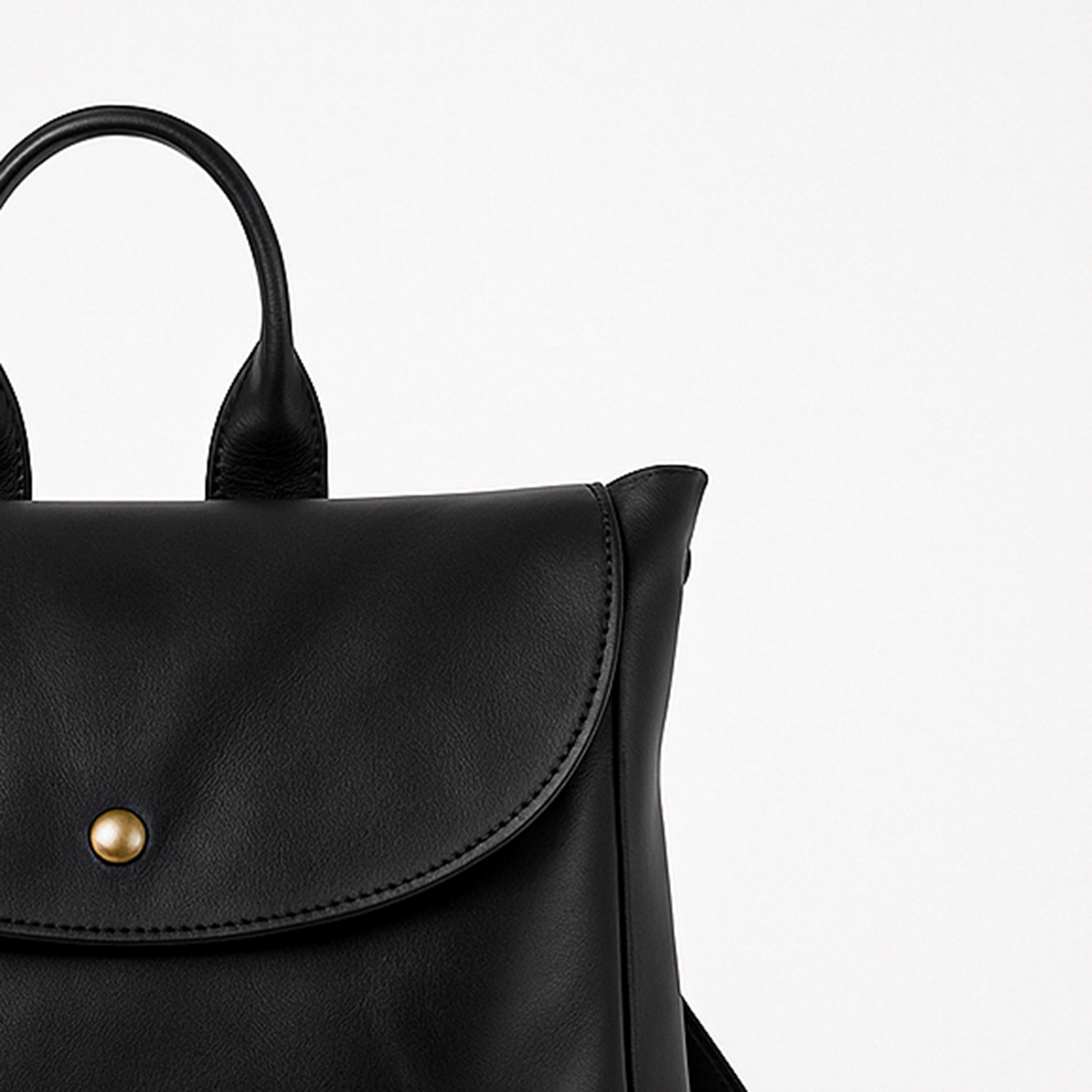 Minimalist Black Leather Backpack – Sleek Everyday Carry - Etsy display picture 1