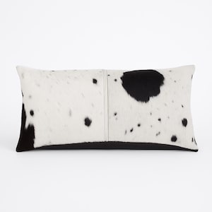Luxury Black & White Cowhide Cushion – Rectangle Pillow Cover (Handcrafted) image 2