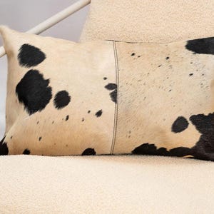 Luxury Black & White Cowhide Cushion – Rectangle Pillow Cover (Handcrafted) image 11