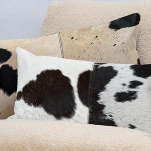 Luxury Black & White Cowhide Cushion – Rectangle Pillow Cover (Handcrafted) image 15
