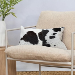 Luxury Black & White Cowhide Cushion – Rectangle Pillow Cover (Handcrafted) image 8