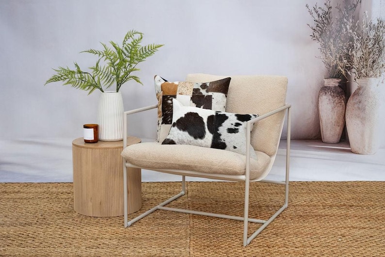Luxury Black & White Cowhide Cushion – Rectangle Pillow Cover (Handcrafted) image 12