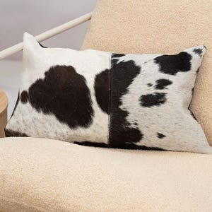 Luxury Black & White Cowhide Cushion – Rectangle Pillow Cover (Handcrafted) image 9
