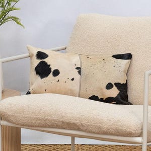 Luxury Black & White Cowhide Cushion – Rectangle Pillow Cover (Handcrafted) image 10