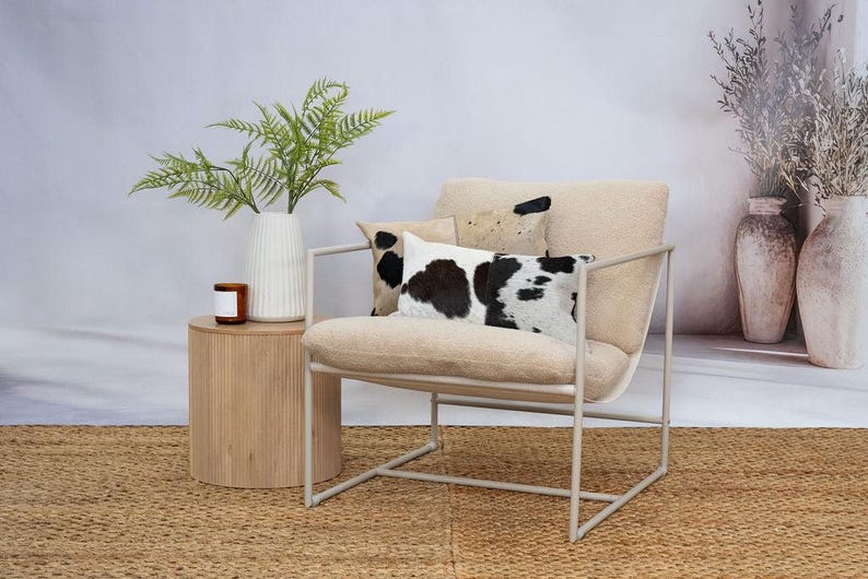 Luxury Black & White Cowhide Cushion – Rectangle Pillow Cover (Handcrafted) image 14