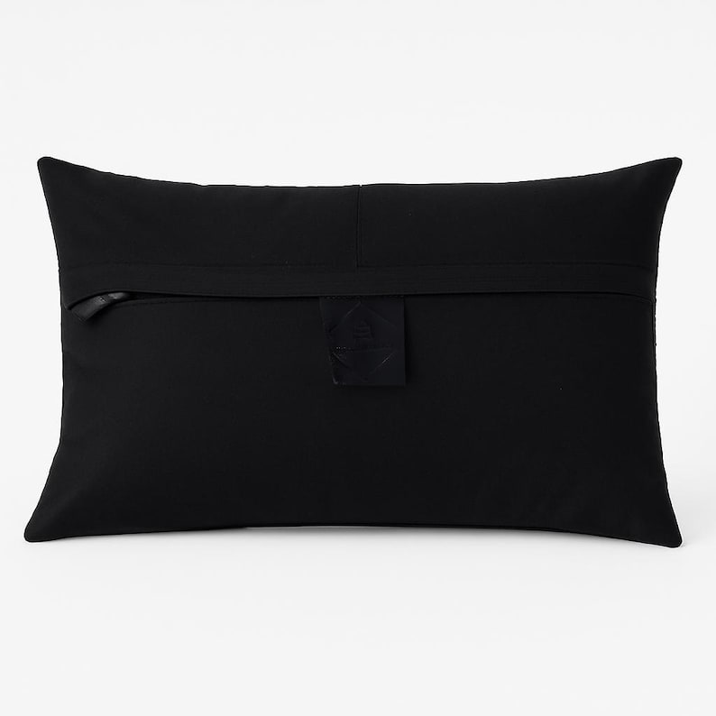 Luxury Black & White Cowhide Cushion – Rectangle Pillow Cover (Handcrafted) image 3