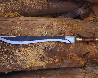 Hand-Forged High Carbon Steel Scimitar Sword: Rosewood Handle, Leather Sheath ,Christmas gift.