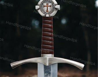 Faithkeeper - Handmade Knights Templar Accolade Sword with Scabbard | Medieval Replica Collectible Sword