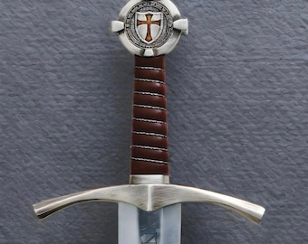 Faithkeeper - Handgefertigtes Knights Templar Accolade Schwert mit Scheide.
