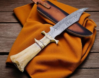 Personalized Damascus Steel Knife – Handmade Collectible | Outdoor & Decorative Knife by HandForgedPk