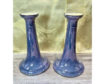 Antique 1922 Limoges France Lusterware Candlesticks Signed G.E. Mills Art Deco