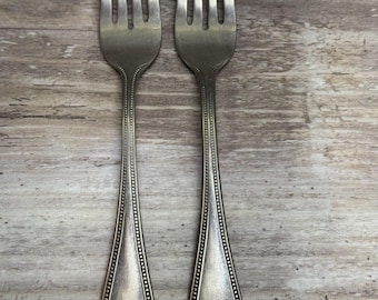 Towle Stainless BEADED ANTIQUE Set of 2 Salad Forks Germany 18/8 Stainless