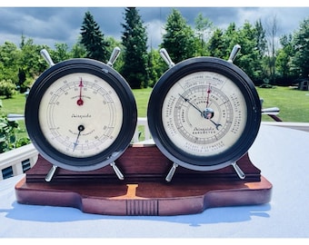 VTG Airguide Nautical Ship Wheel Weather Station Thermometer Humidity Barometer