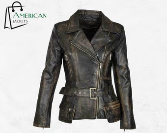 Premium Women’s Lambskin Biker Jacket – Slim Fit Soft Genuine Leather Moto Style Motorcycle Fashion Outerwear