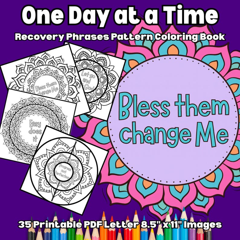 Color Pages Recovery Rocks Inspirational Recovery Coloring Pages: 35 Mindfulness Designs (PDF) - Etsy