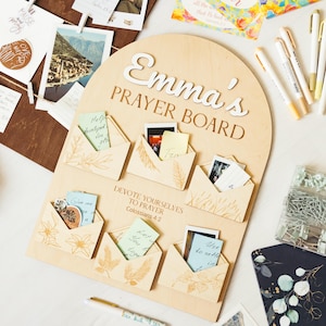 Custom Prayer Board With Thematic Envelopes, Personalized Religious Gift, Easter Gift For Christian, Wooden Prayer Board AbideDaily