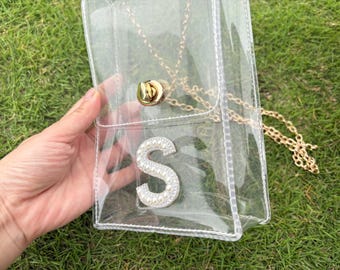 Custom Small Crossbody Bag with Chenille Patch, Personalized Clear Stadium Bag, College Game Day Bag, Concert Approved Purse, Gift for Her