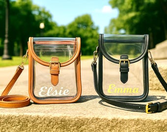 Benutzerdefinierte klare Umhängetasche Personalisierte transparente Name Stadion zugelassene Geldbörse für Konzerte, Spieltag, Festival Schulter Handtasche Geschenkidee