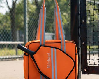 Personalized Pickleball Bag for Women & Men, Custom Embroidered Pickleball Tote with Paddle Cover,Large Sport Duffel Travel Bag,Gift for Her
