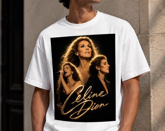 Celine Dion Gold Signature Vintage Konzert T-Shirt | Luxus Fan Art Graphic Tee