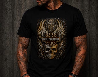 Harley-Davidson 3D Gold & Silber Mosaik Schädel