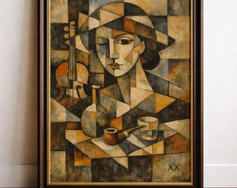 Figure cubiste au violon – Composition contemporaine inspirée du cubisme
