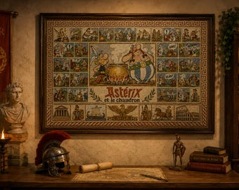Vintage Roman Comic Wall – Asterix Mosaic Artwork