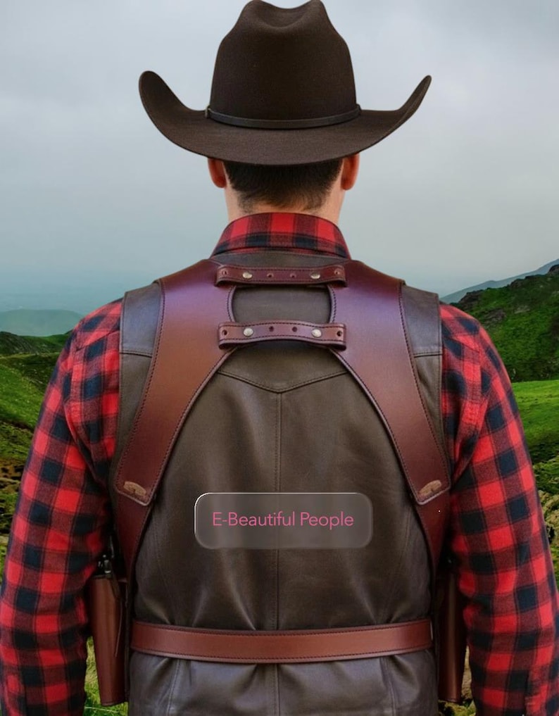 Schulterhalfter Double Side Western Patrone Aus Reinem Leder Dual Rechte und Linke Gun Saas Bild 4