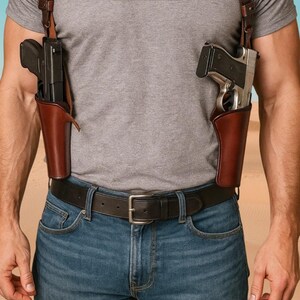 Schulterhalfter Double Side Western Patrone Aus Reinem Leder Dual Rechte und Linke Gun Saas Bild 2