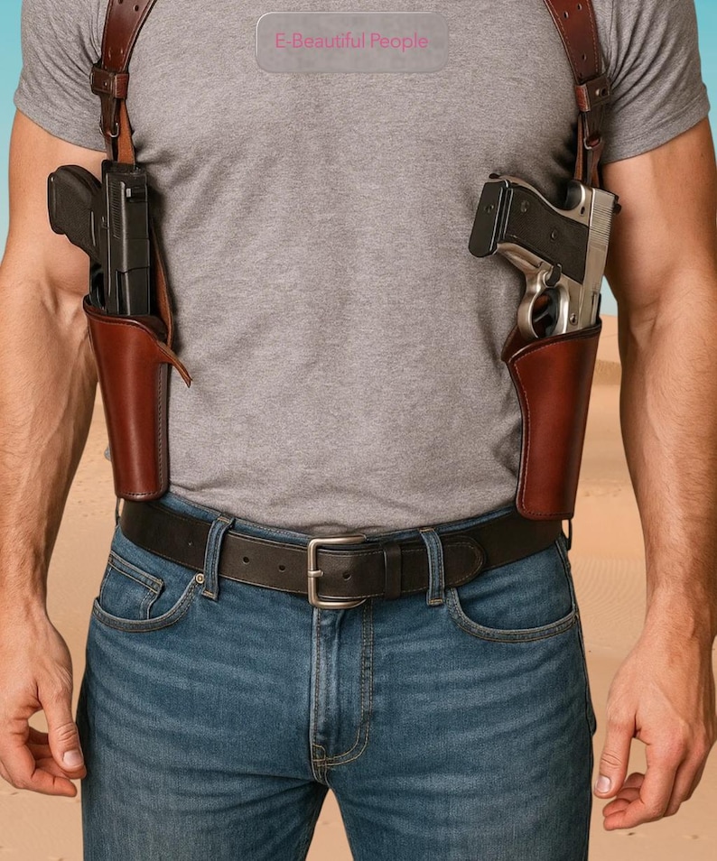 Schulterhalfter Double Side Western Patrone Aus Reinem Leder Dual Rechte und Linke Gun Saas Bild 2