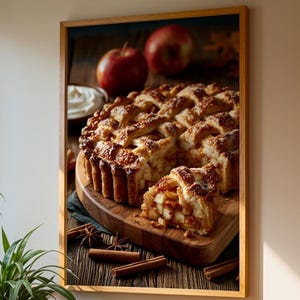 Apple Pie Poster | Rustic Kitchen Wall Art | Cozy Fall Baking Print