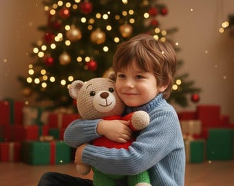 Crochet Teddy Bear Pattern – Plush Amigurumi Bear, Soft Toy DIY, Beginner-Friendly PDF, bear crochet pattern,christmas bear
