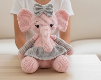 Crochet Elephant Amigurumi Pattern, Plush Animal Toy (PDF Pattern), crochet pattern, christmas decor, crochet plush toy, crochet gift baby