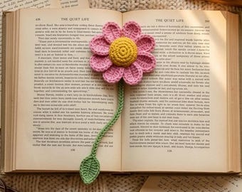 Patrón PDF de marcapáginas floral de ganchillo / Marcapáginas de margaritas / Diseño de ganchillo fácil / Regalo hecho a mano para amantes de los libros / Regalo para profesores / Descarga instantánea