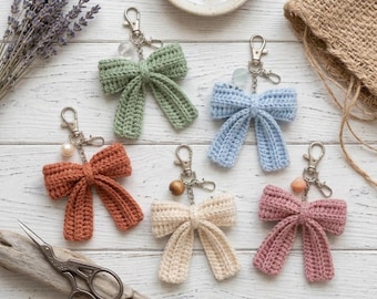 Crochet Bow Schlüsselanhänger Muster PDF | Anfänger häkeln Bogen Taschenanhänger Tutorial | Süßer DIY Schlüsselanhänger | Einfaches Geschenk häkeln | Sofort Download