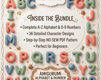 3D Crochet Alphabet & Numbers Pattern | No Sew Stuffed Plush Letters A-Z 0-9 | Beginner PDF |  Nursery Name Banner | Birthday Wall Decor