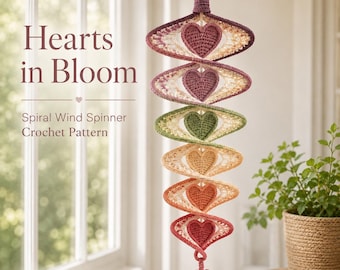 Crochet Wind Spinner Pattern PDF | Heart Spiral Hanging Decor | 6 Tier Pastel Heart Helix | Spiral Window Decor | Digital Crochet Pattern